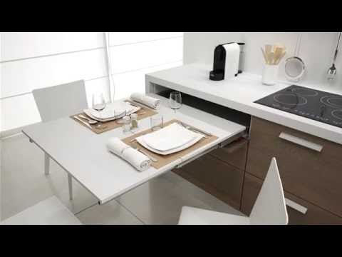 Salice Atim - LUNCH Pull-out table from drawer - With White Laminated Tabletop