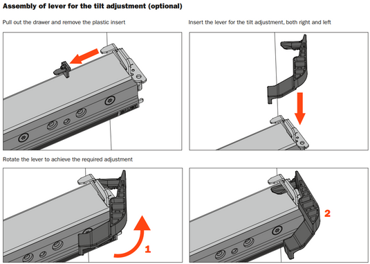 Salice AGLRXX3F Tilt Adjustment Lever – For Progressa and Progressa+ Runners