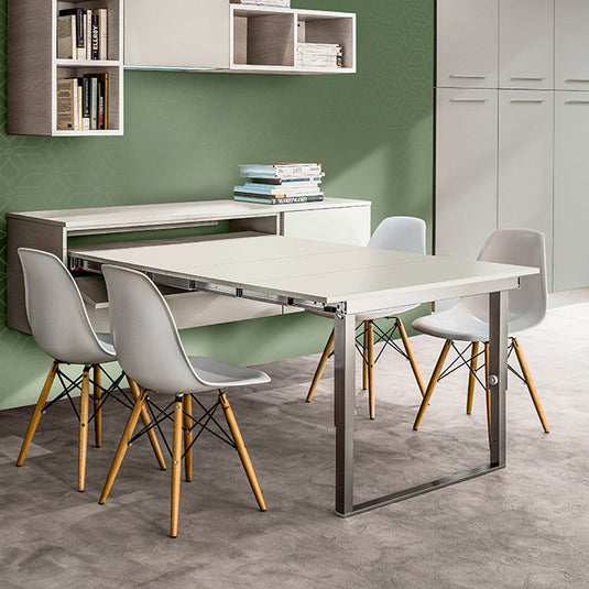 Salice Atim Mensola Party pull-out drawer table with double telescopic folding leg extended