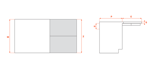 Salice Atim Flip Top technical drawing, 450mm version