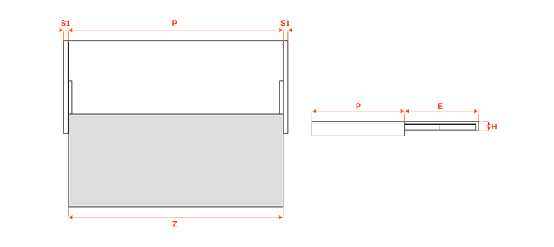 Load image into Gallery viewer, Salice Atim Snack technical drawing, 1860mm
