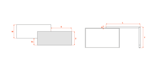Salice Atim Sestante technical drawing, 600mm depth