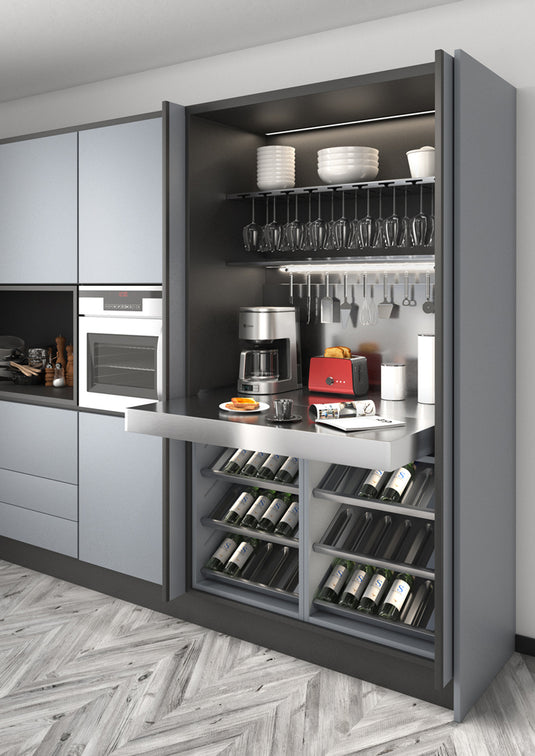 Salice Atim - OPLA PIANO ACCIAIO Pull-out worktop - With Stainless Steel Top