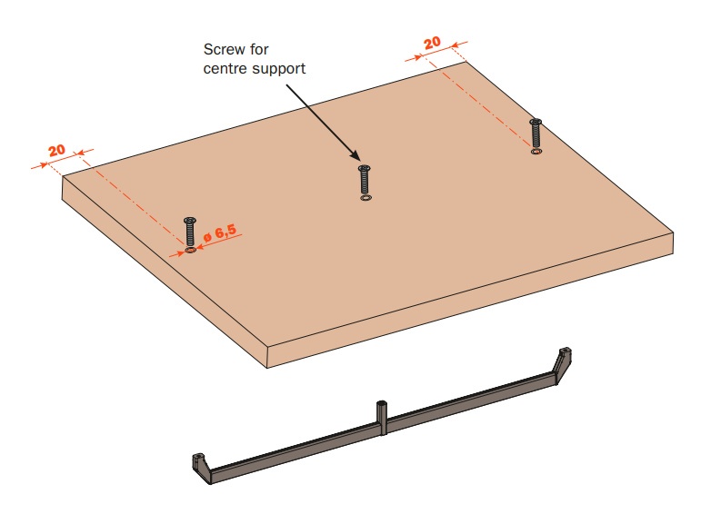 Load image into Gallery viewer, Salice Excessories Hanger Rail Centre Support to suit Angled End Supports
