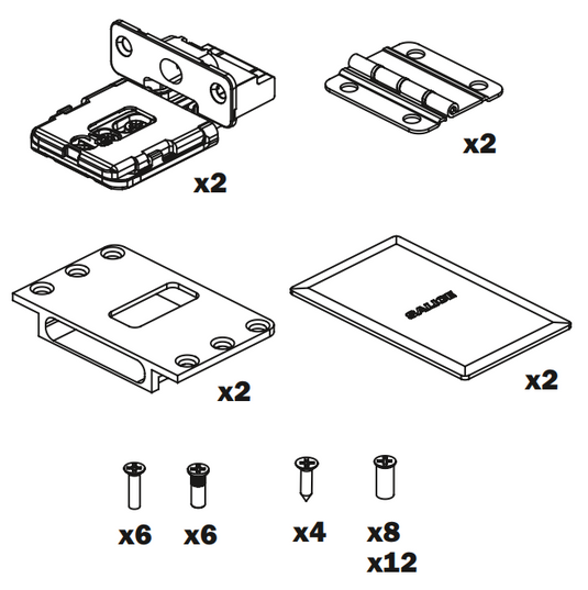 Salice Folder 180 Conecta Hinge Kit - External Side Fix Holder - DQG5B