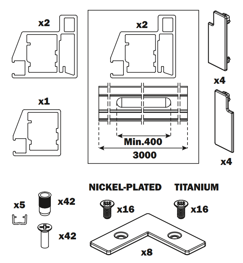 Load image into Gallery viewer, Salice Folder 180 Aluminium Framed Door Kit for Two Doors
