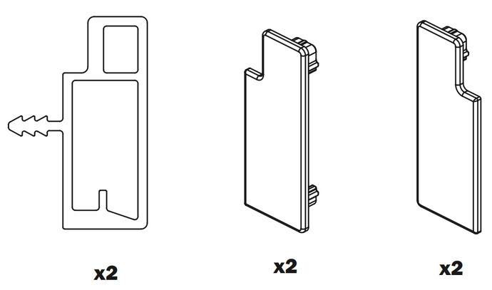 Salice Folder 180 Aluminium Profile Kit for Wooden Doors