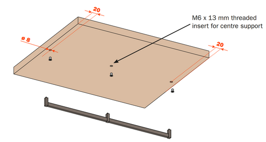 Salice Excessories Hanger Rail Centre Support to suit Straight End Supports