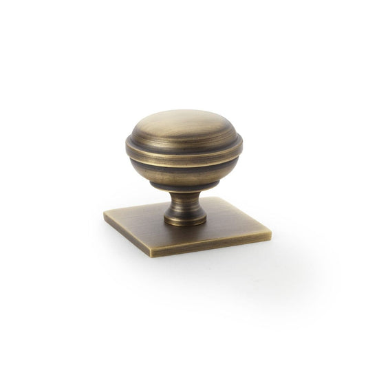 Alexander and Wilks Quantock Cupboard Knob on Square Backplate